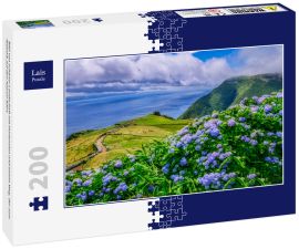 Lais Puzzle - Bild von schöner Landschaft mit Hortensien und einem Weg, der zum Atlantik auf den Azoren führt - 200 Teile