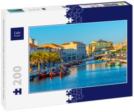Lais Puzzle - Moliceiro-Boote beim Anlegen am zentralen Kanal in Aveiro, Portugal - 200 Teile