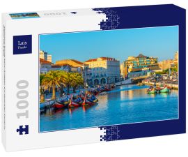 Lais Puzzle - Moliceiro-Boote beim Anlegen am zentralen Kanal in Aveiro, Portugal - 1.000 Teile