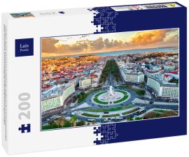 Lais Puzzle - Lissabon skyline panorama europäische stadtansicht auf marques pombal platz monument, sonnenuntergang außerhalb kreuzung portugal - 200 Teile