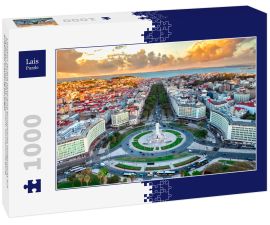 Lais Puzzle - Lissabon skyline panorama europäische stadtansicht auf marques pombal platz monument, sonnenuntergang außerhalb kreuzung portugal - 1.000 Teile