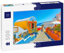 Lais Puzzle - Typische bunte enge Gasse in Oia, dem schönsten Dorf der Insel Santorin in Griechenland - 500 Teile