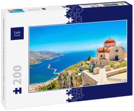 Lais Puzzle - Abgelegene Kirche mit roter Bedachung auf einer Klippe, Griechenland - 200 Teile