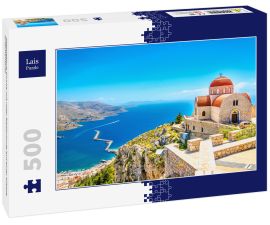 Lais Puzzle - Abgelegene Kirche mit roter Bedachung auf einer Klippe, Griechenland - 500 Teile