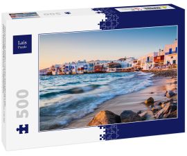 Lais Puzzle - Rauschende Wellen und ein Abendessen bei Sonnenuntergang im märchenhaften Mykonos-Viertel Klein-Venedig, Mykonos, Griechenland - 500 Teile
