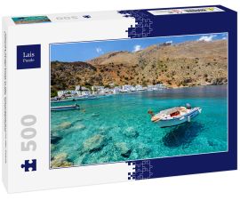 Lais Puzzle - Kleines Motorboot in der Klarwasserbucht der Stadt Loutro auf der Insel Kreta, Griechenland - 500 Teile