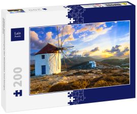 Lais Puzzle - schöner Sonnenuntergang über Windmühlen. Insel Amorgos, Griechenland - 200 Teile