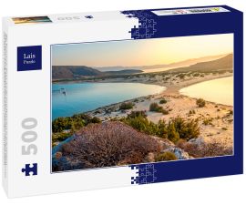 Lais Puzzle - Der Strand von Simos auf der Insel Elafonisos in Griechenland. Elafonisos ist eine kleine griechische Insel zwischen dem Peloponnes und Kythira mit idyllischen exotischen Stränden und Gewässern - 500 Teile