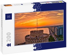 Lais Puzzle - Luftaufnahme des berühmten Weißen Turms von Thessaloniki bei Sonnenuntergang, Griechenland. - 200 Teile