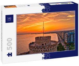 Lais Puzzle - Luftaufnahme des berühmten Weißen Turms von Thessaloniki bei Sonnenuntergang, Griechenland. - 500 Teile