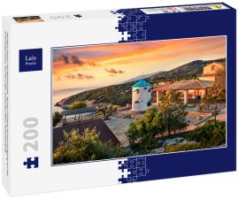Lais Puzzle - Morgen Szene mit Windmühle. Bunte Frühling Sonnenaufgang auf der Insel Zakynthos, Korithi Lage, Ionisches Meer, Griechenland - 200 Teile