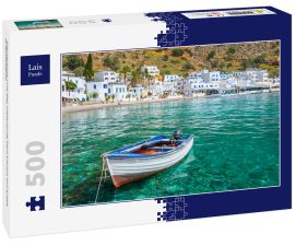 Lais Puzzle - Fischerboot und das malerische Dorf Loutro auf Kreta, Griechenland - 500 Teile