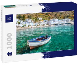 Lais Puzzle - Fischerboot und das malerische Dorf Loutro auf Kreta, Griechenland - 1.000 Teile