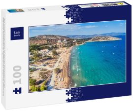 Lais Puzzle - Blick von oben auf den Strand von Tolo oder "Psili Ammos" von den beliebtesten Touristenorten von Argolida auf dem Peloponnes, Griechenland - 100 Teile