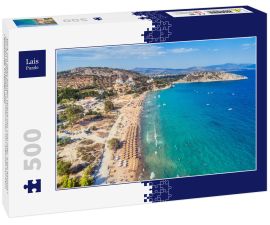 Lais Puzzle - Blick von oben auf den Strand von Tolo oder "Psili Ammos" von den beliebtesten Touristenorten von Argolida auf dem Peloponnes, Griechenland - 500 Teile