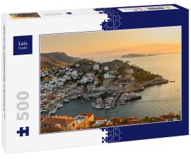 Lais Puzzle - Blick auf den Yachthafen der Insel Hydra in der Dämmerung. Ägäisches Meer, Griechenland - 500 Teile