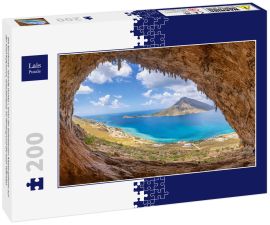 Lais Puzzle - Die berühmte "Grande Grotta", eines der beliebtesten Klettergebiete auf der Insel Kalymnos, Griechenland. Im Hintergrund die Insel Telendos - 200 Teile