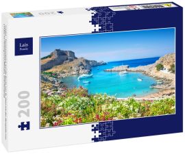 Lais Puzzle - Lindos - Panoramablick auf die Bucht von St. Paul mit der Akropolis von Lindos im Hintergrund (Rhodos, Griechenland) - 200 Teile