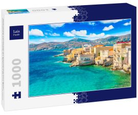 Lais Puzzle - Farbenfrohe Landschaft der griechischen Insel Syros. Ermoupoli Stadt entlang des Ägäischen Meeres, Griechenland - 1.000 Teile