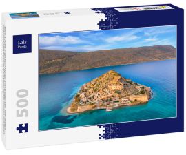 Lais Puzzle - Blick auf die Insel Spinalonga mit ruhiger See. Hier lebten vereinzelt Leprakranke, Menschen mit der Hansen-Krankheit, Golf von Elounda, Kreta, Griechenland - 500 Teile