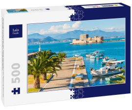 Lais Puzzle - Strandpromenade der Stadt Nauplia und Festung Bourtzi auf einer kleinen Insel in Griechenland - 500 Teile