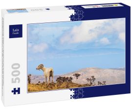 Lais Puzzle - Freistehende Ziege im Bergland der griechischen Kykladeninsel Andros mit der Insel Euböa im Hintergrund - 500 Teile