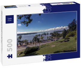 Lais Puzzle - Blick von oben auf den Park in Parana, Entre Rios, Argentinien. Der Fluss Parana in der Szene mit blauem Himmel und weißen Wolken und Bäumen - 500 Teile