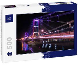 Lais Puzzle - Nachtansicht der Brücke Ingeniero Marcial Candioti mit ihrer LED-Beleuchtung, die mit der Philips Color Kinetics Technologie ausgestattet ist und 1.600.000 Beleuchtungsmöglichkeiten bietet. - 500 Teile