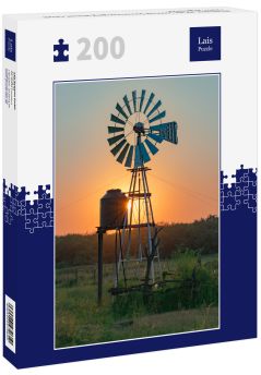 Lais Puzzle - Windmühle, die die Sonne bei Sonnenuntergang verdeckt, Castelli - Chaco - Argentinien - 200 Teile
