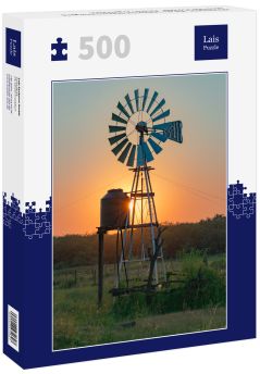Lais Puzzle - Windmühle, die die Sonne bei Sonnenuntergang blockiert, Castelli - Chaco - Argentinien - 500 Teile
