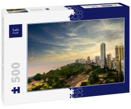 Lais Puzzle - Panoramablick auf die Stadt Rosario entlang des Parana-Flusses bei Sonnenuntergang, Santa Fe, Argentinien. - 500 Teile