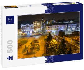 Lais Puzzle - Nacht Luftaufnahme Panorama der Soborna Straße im historischen Zentrum von Winniyzja, Ukraine - 500 Teile
