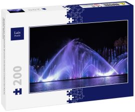 Lais Puzzle - Musikalischer Multimedia-Brunnen mit bunten Lichtern bei Nacht. Ukraine, Winnyzaa - 200 Teile