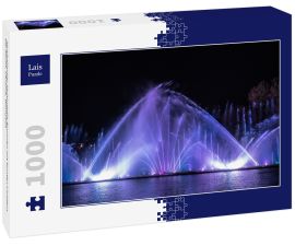 Lais Puzzle - Musikalischer Multimedia-Brunnen mit bunten Lichtern bei Nacht. Ukraine, Winnyzaa - 1.000 Teile