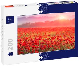Lais Puzzle - Rotes Mohnfeld im Morgennebel - 200 Teile