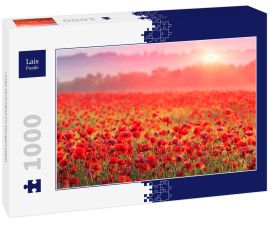 Lais Puzzle - rotes Mohnfeld im Morgennebel - 1.000 Teile