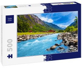 Lais Puzzle - Schweizer Landschaft mit Flusslauf und Häusern - 500 Teile