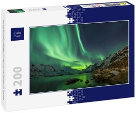 Lais Puzzle - Aurora Borealis reflektiert zwischen zwei Fjorden in Tromsø - 200 Teile