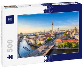 Lais Puzzle - Panorama der Berliner Skyline mit Fernsehturm und Spree bei Sonnenuntergang, Deutschland - 500 Teile