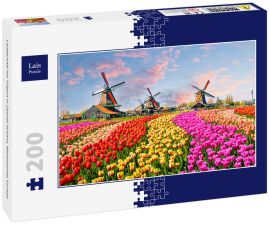 Lais Puzzle - Landschaft mit Tulpen in Zaanse Schans, Niederlande, Europa - 200 Teile