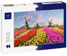 Lais Puzzle - Landschaft mit Tulpen in Zaanse Schans, Niederlande, Europa - 500 Teile