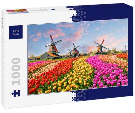 Lais Puzzle - Landschaft mit Tulpen in Zaanse Schans, Niederlande, Europa - 1.000 Teile
