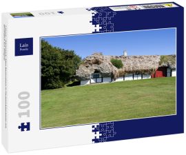 Lais Puzzle - Laesoe / Dänemark: Altes Bauernhaus in Fachwerkbauweise mit Strohdach aus Seegras - 100 Teile