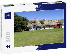 Lais Puzzle - Laesoe / Dänemark: Altes Bauernhaus in Fachwerkbauweise mit Strohdach aus Seegras - 500 Teile