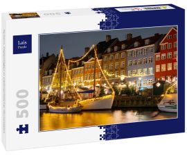 Lais Puzzle - Nyhavn, Kopenhagen in weihnachtlicher Illumination - 500 Teile