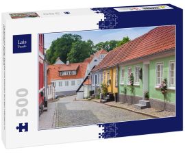 Lais Puzzle - Panorama einer Straße mit kleinen bunten Häusern in Haderslev, Dänemark - 500 Teile