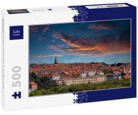 Lais Puzzle - Bunte Wolken über rotem Dach in Randers Stadt Dänemark - 500 Teile