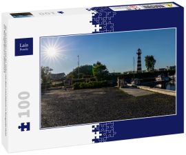 Lais Puzzle - der Jachthafen und der Hafen mit dem Leuchtturm in Kongsdal Huse am Mariagerfjord in Dänemark - 100 Teile