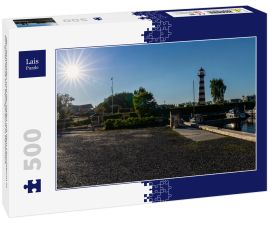 Lais Puzzle - der Jachthafen und der Hafen mit dem Leuchtturm in Kongsdal Huse am Mariagerfjord in Dänemark - 500 Teile