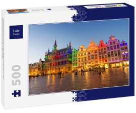 Lais Puzzle - Grand Place mit bunter Beleuchtung in der Abenddämmerung in Brüssel - 500 Teile